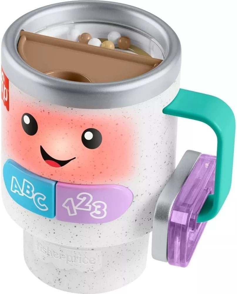 Fisher-Price Laugh & Learn Wake Up & Learn Coffee Mug – Interactive Learning Toy with Lights & Music for Babies & Toddlers.