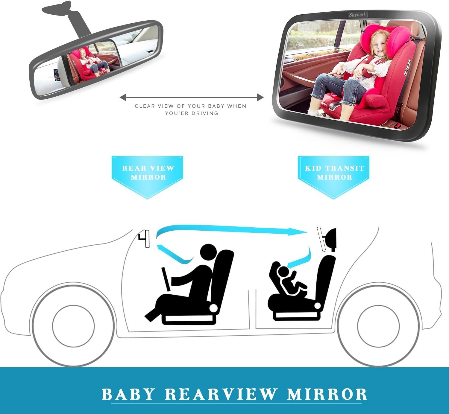 Shynerk Baby Car Mirror – Safe, Clear Rear-Facing View with 360° Rotation - Image 4