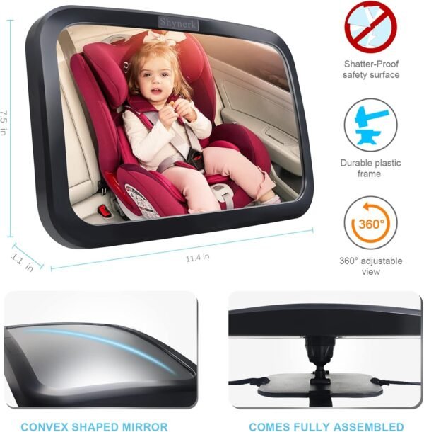 Shynerk Baby Car Mirror – Safe, Clear Rear-Facing View with 360° Rotation - Image 5