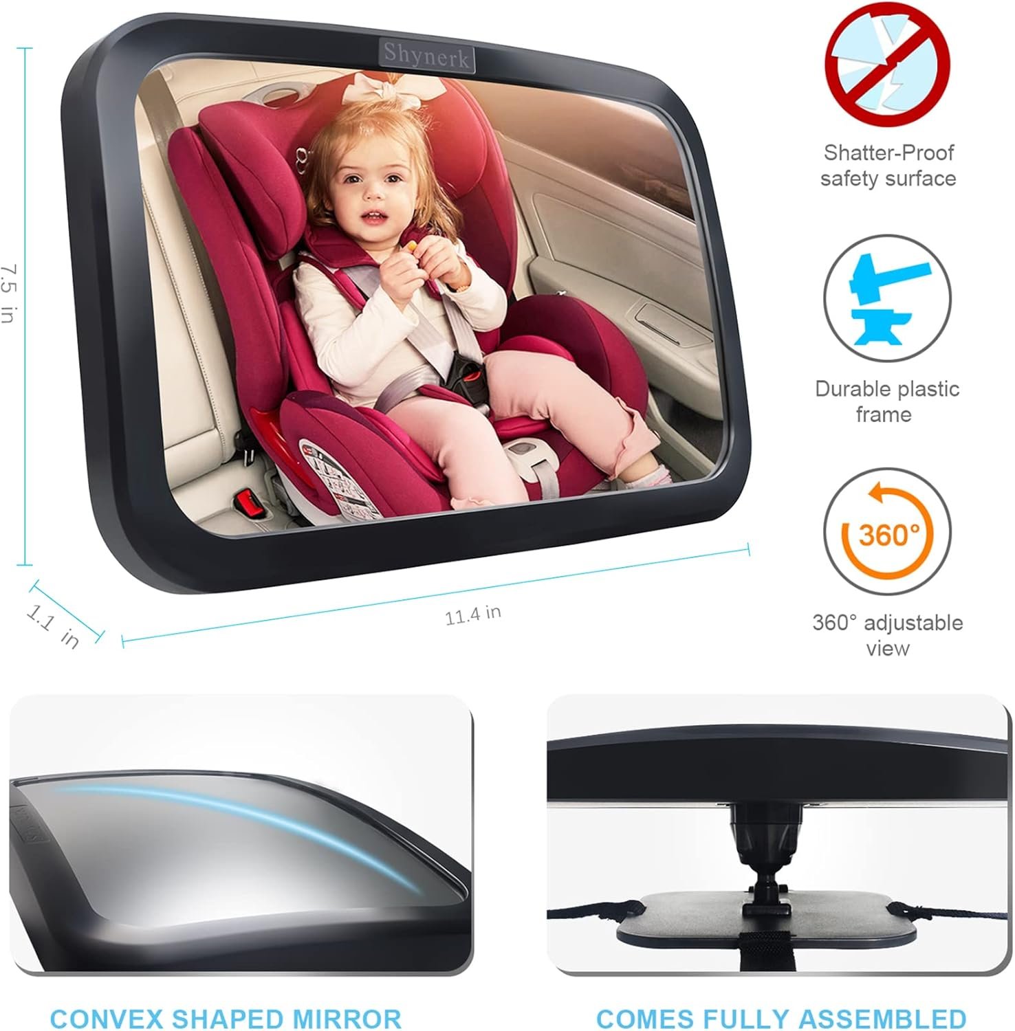 Shynerk Baby Car Mirror – Safe, Clear Rear-Facing View with 360° Rotation - Image 5