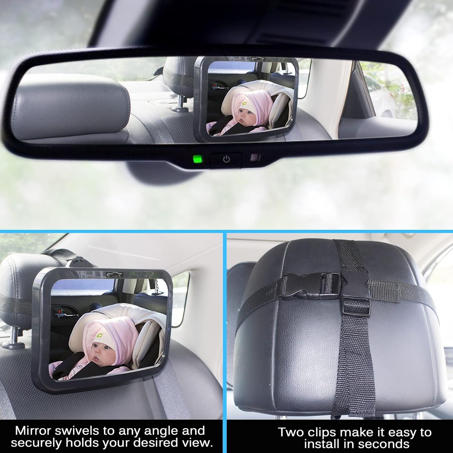 Shynerk Baby Car Mirror – Safe, Clear Rear-Facing View with 360° Rotation - Image 2