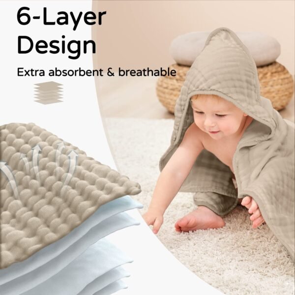 Soft & Gentle Yoofoss Hooded Baby Towels for Newborns - Image 4